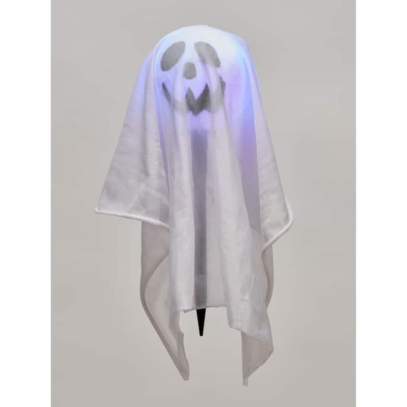 14" Multicolor LED Light Up Halloween Path Markers Ghost Stake, Set of 2