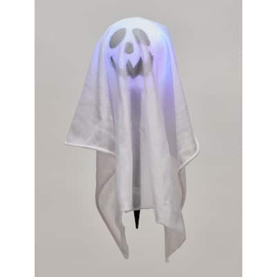 14" Multicolor LED Light Up Halloween Path Markers Ghost Stake, Set of 2