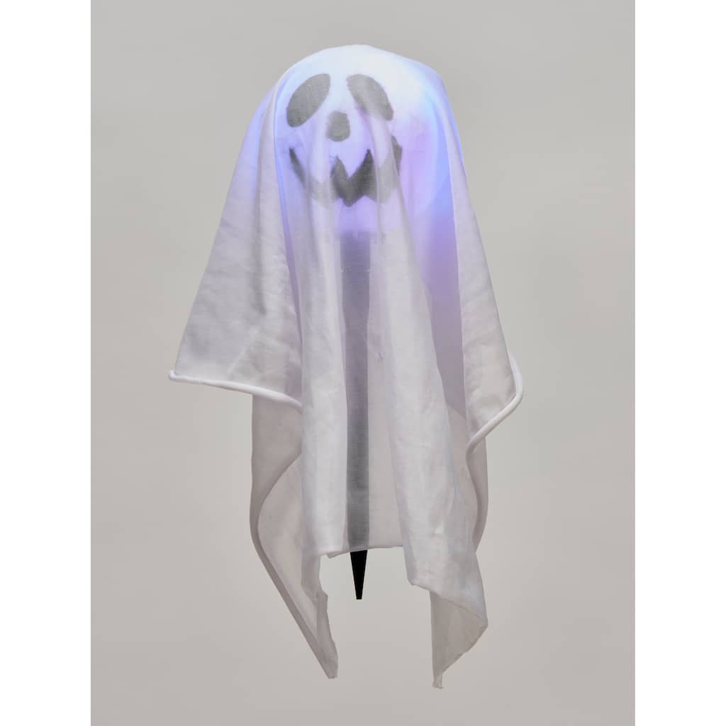 14" Multicolor LED Light Up Halloween Path Markers Ghost Stake, Set of 2
