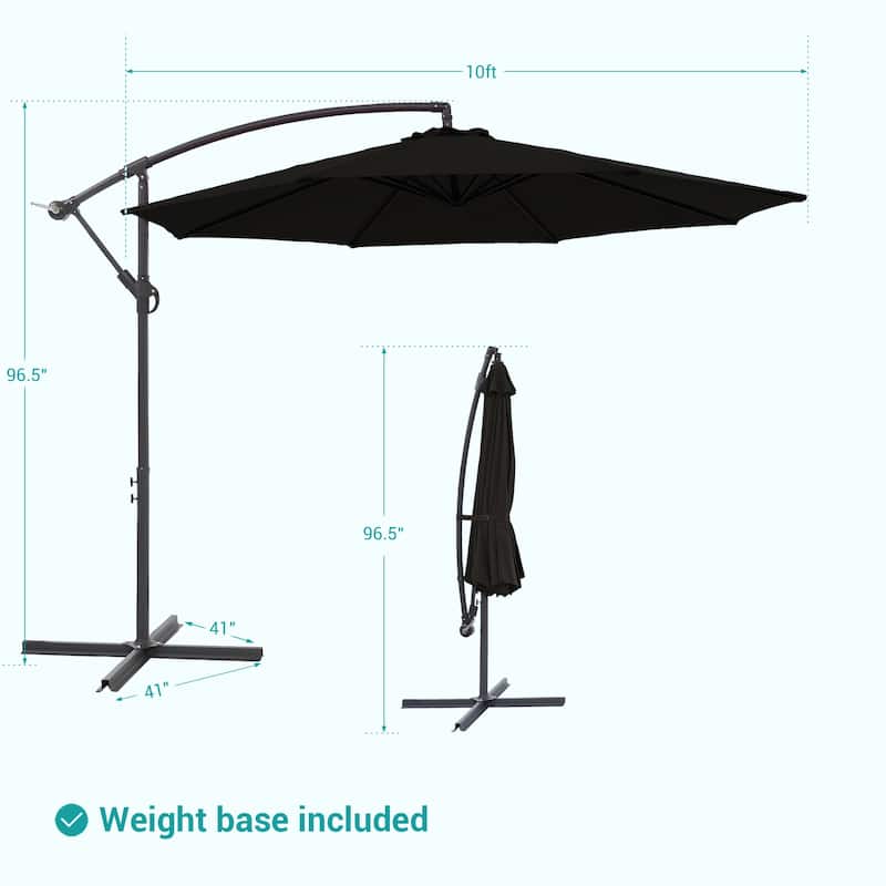 BONOSUKI 10ft Patio Offset Umbrella Outdoor Hanging Umbrella