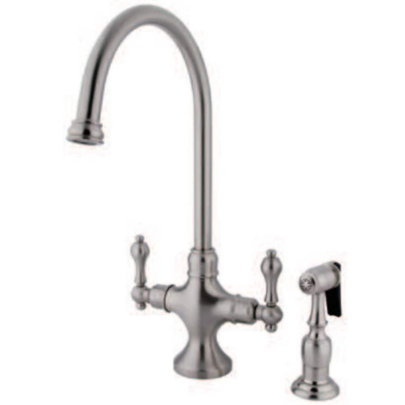 Vintage Two-Handle Kitchen Faucet with Brass Sprayer