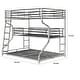 preview thumbnail 5 of 4, Industrial 3 Tier Bunk Bed with Curved Metal Frame and Guardrails, Silver