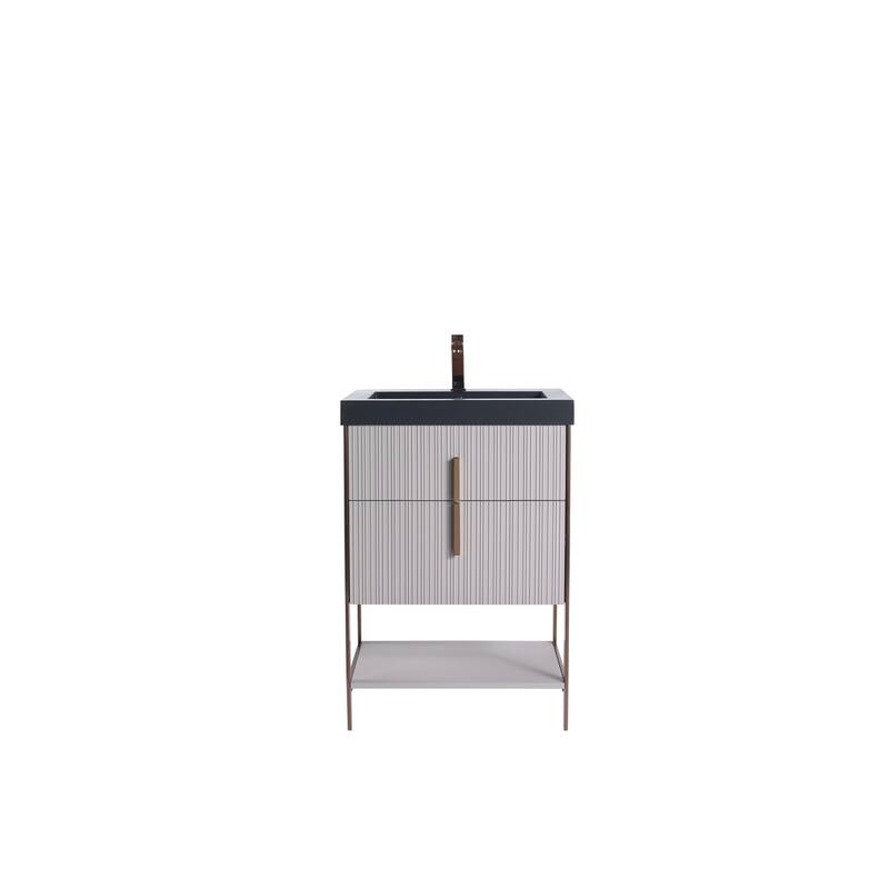 Fine Fixtures Serenity Modern Bathroom Vanity with Black Gel Acrylic Top