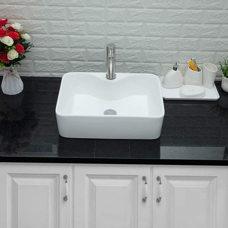 Rectangle Above Counter Porcelain Ceramic Bathroom Vessel Vanity Sink