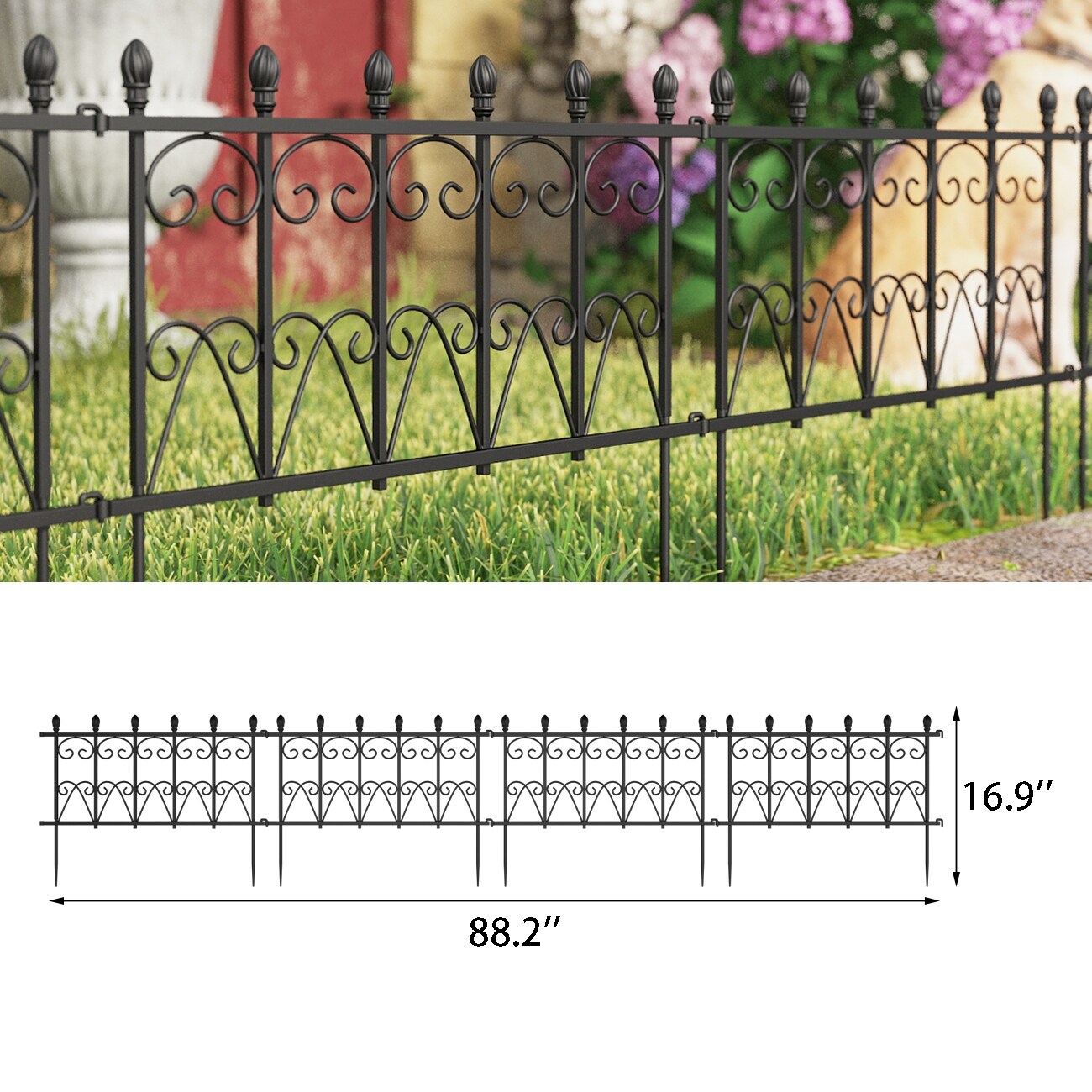 Fence Decorative Patio Fencing Garden Edging Border(Set of 4