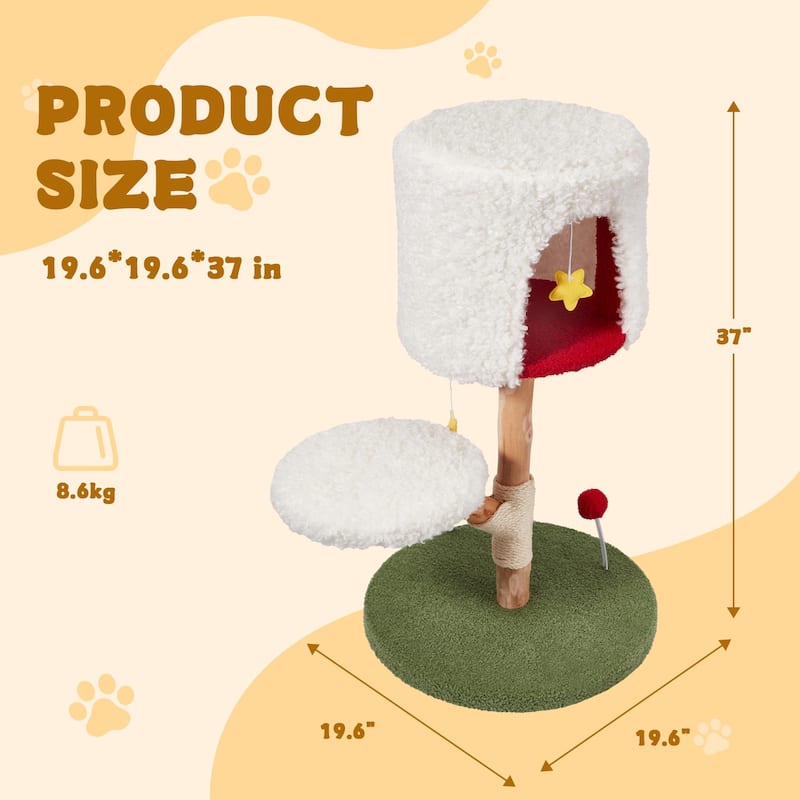 EROMMY Cat Tree – Multi-Level Cat Tower with Sisal Scratching Posts & Swing Ball, Modern Cat Furniture for Indoor Cats