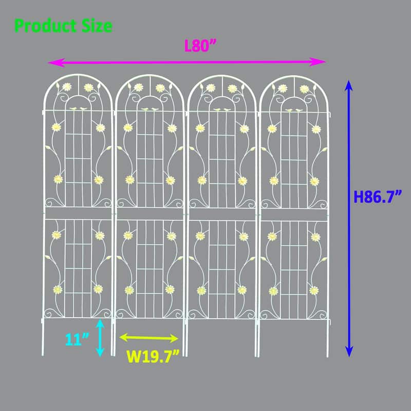 4 Pack Metal Garden Trellis 86.7" x 19.7" Rustproof Trellis for Climbing Plants Outdoor Flower Support White