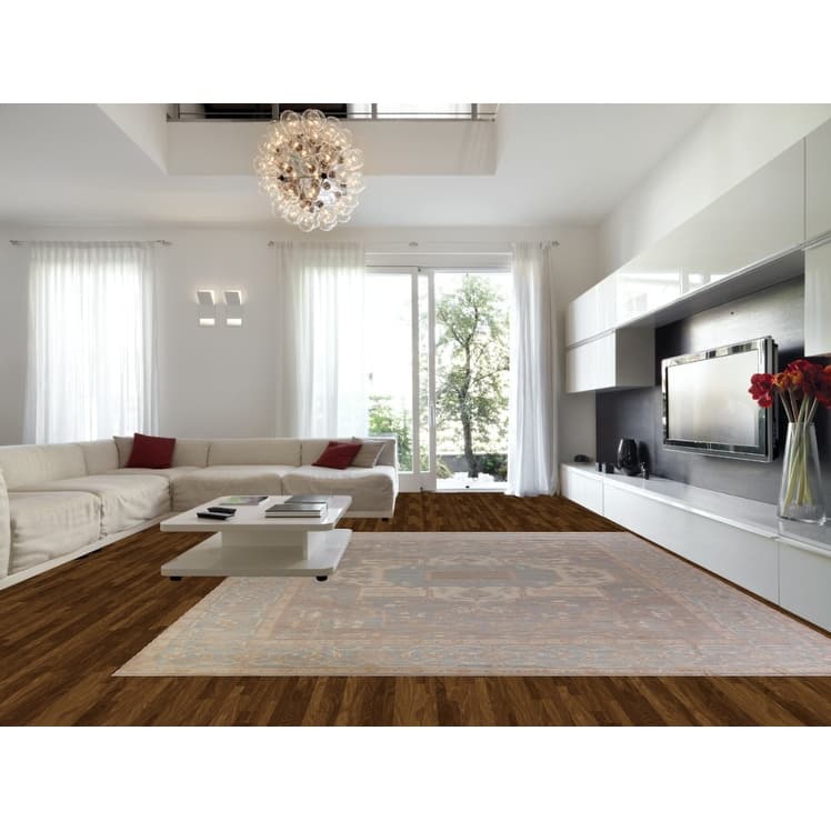 Hand Knotted Oriental 100% Wool Carpet Transitional Medallion Navy Blue & Blues Oushak Area Rug - 14' 8'' X 12' 0''