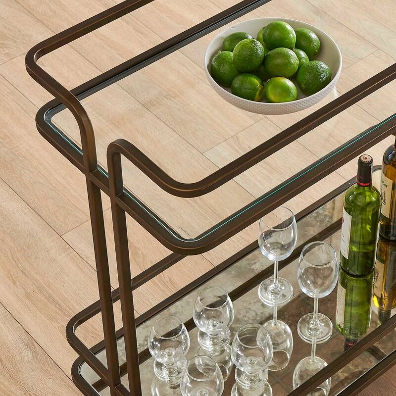 Uttermost Erivo Bronze Bar Cart - 34"W x 16"D x 32"H
