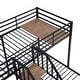 preview thumbnail 12 of 11, Twin over Twin & Twin Bunk Bed, Metal Triple Bunk Bed with Storage Shelves Staircase
