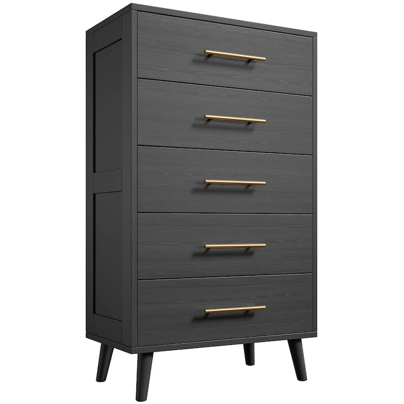 5/6/Chest of Drawers Dresser Modern Drawers with Metal Handles, Wood Storage Dresser for Bedroom, Living Room, Entryway