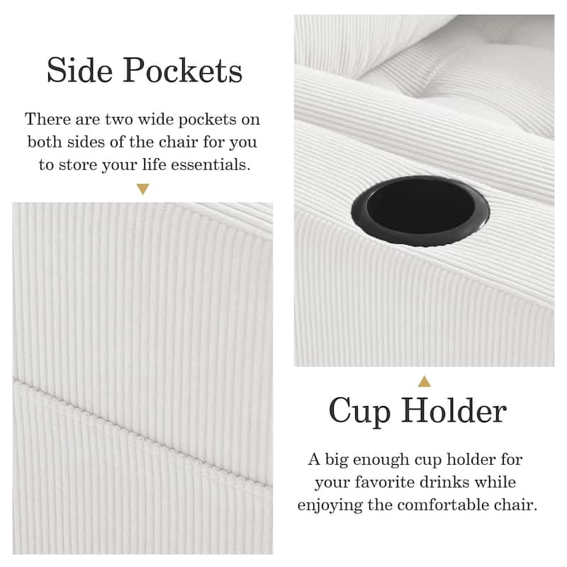 3-in-1 Corduroy Sleeper Sofa Pull-Out Bed Convertible Adjustable Loveseat with USB Port