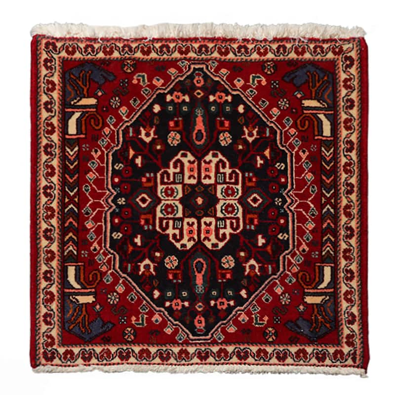 2x2'1'' Square Hand Knotted Wool Navy Abadeh Traditional Area Rug - 2' x 2' 1''-Square - 2'  x 2' 1''-Square