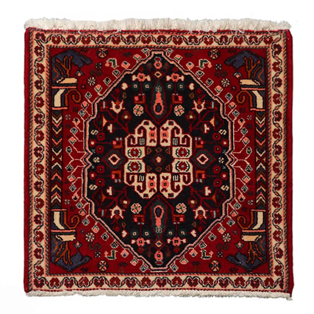 2x2'1'' Square Hand Knotted Wool Navy Abadeh Traditional Area Rug - 2' x 2' 1''-Square