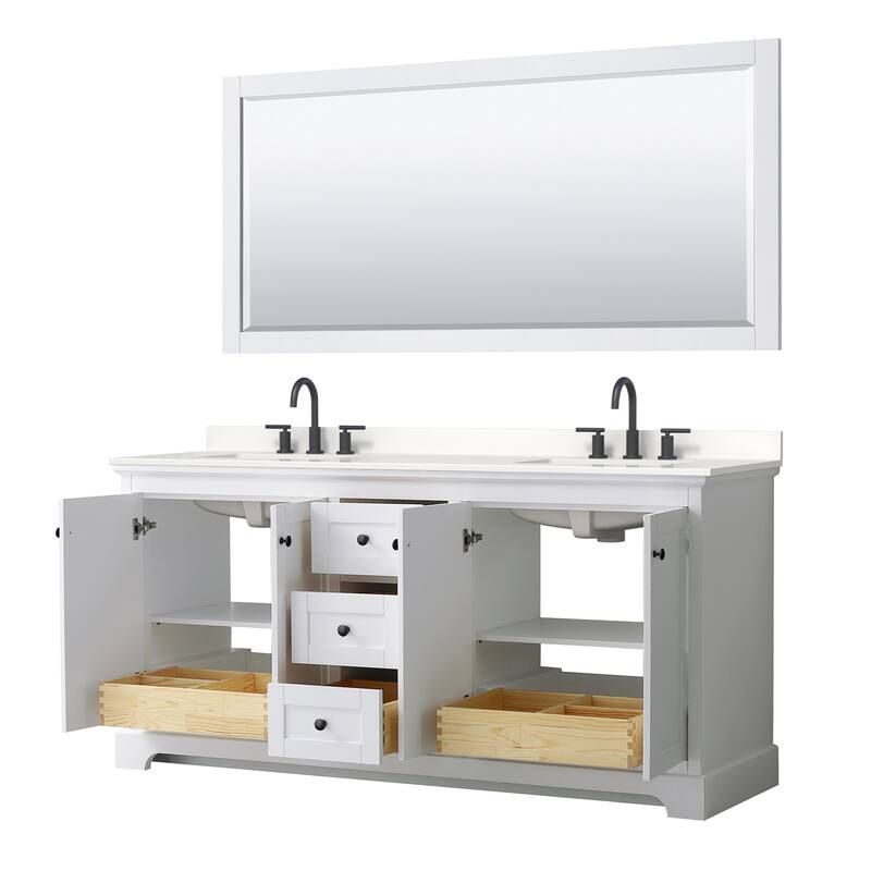 Avery 72-inch Double Vanity, Quartz Top, 70-inch Mirror