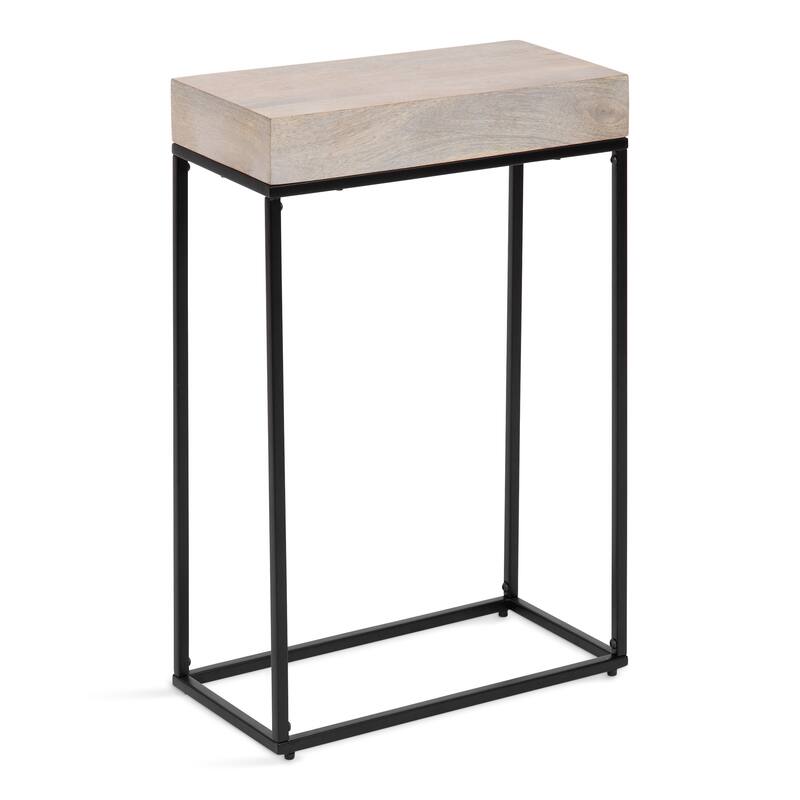 Kate and Laurel Karlsen Wood and Metal Slim Side Table - 16x8x24 - White/Black