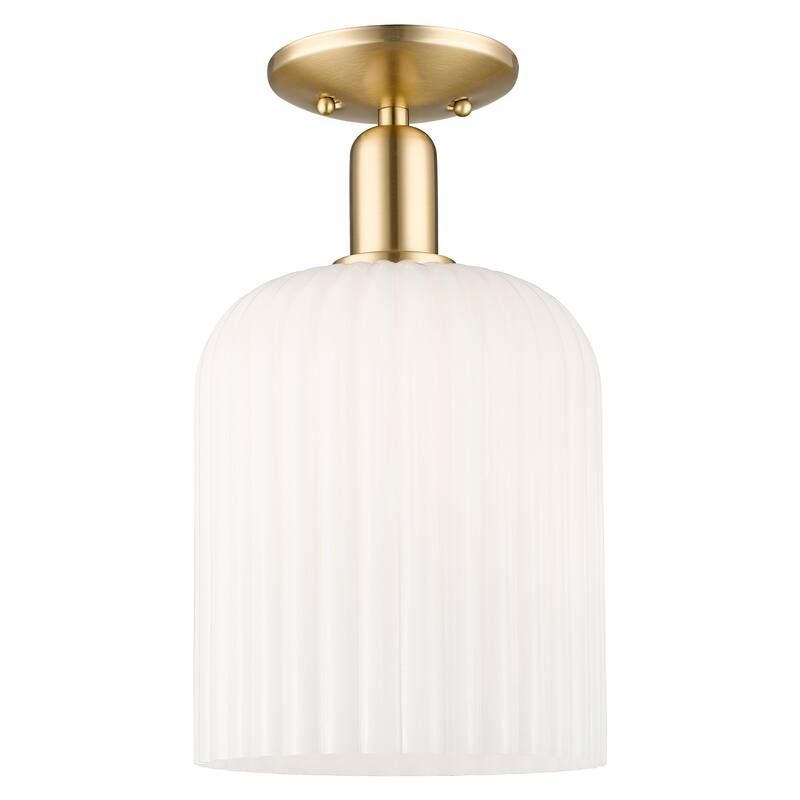 Innovations Lighting 716-1C-15-8 Bridal Veil Semi-Flush Bridal Veil 8" - Champagne Bronze / Gloss White