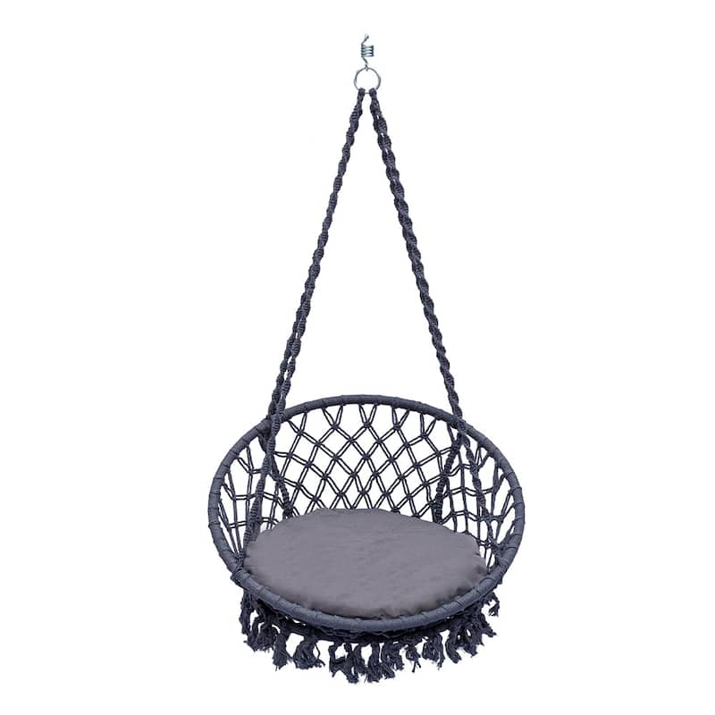 Bahia Macrame Hammock Chair Bedroom Rope Swing Indoor Outdoor Hand Woven Accent Chair - 42 x 32 in