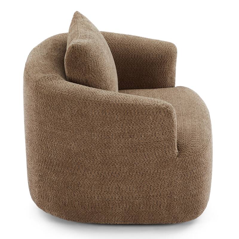 Upholstered Swivel Barrel Sofa Chair with a Throw Pillow for Living Room