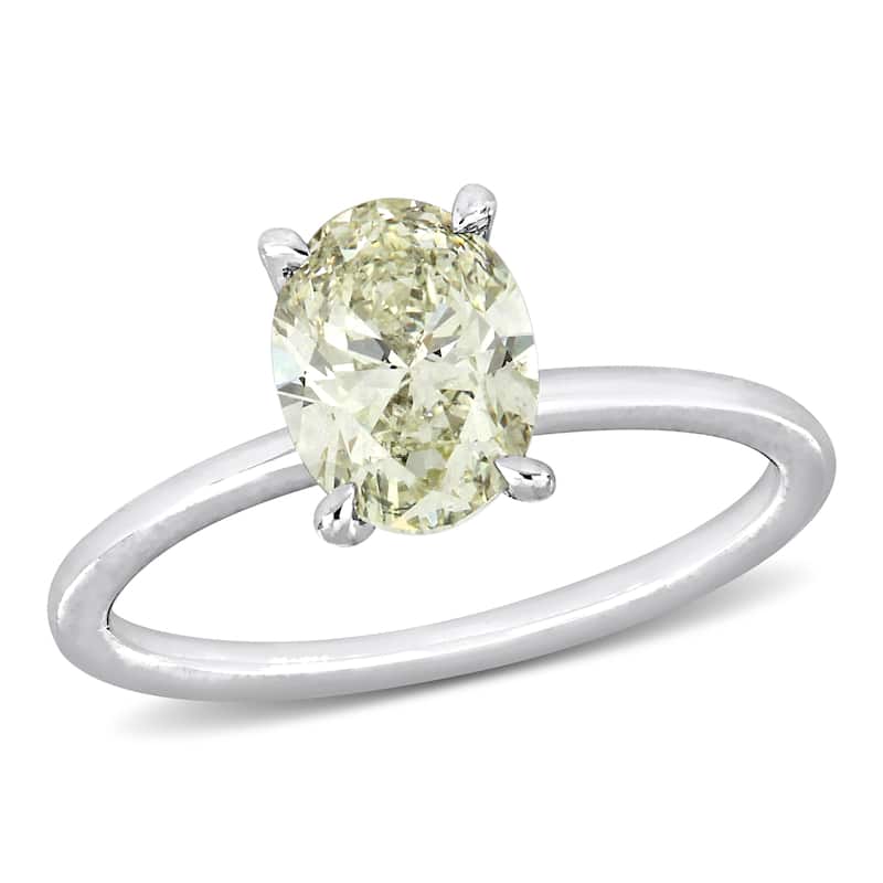 Miadora 1 1/2ct TDW Oval-Shape Diamond Solitaire Ring in 14k White Gold