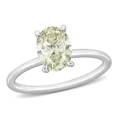 Miadora 1 1/2ct TDW Oval-Shape Diamond Solitaire Ring in 14k White Gold