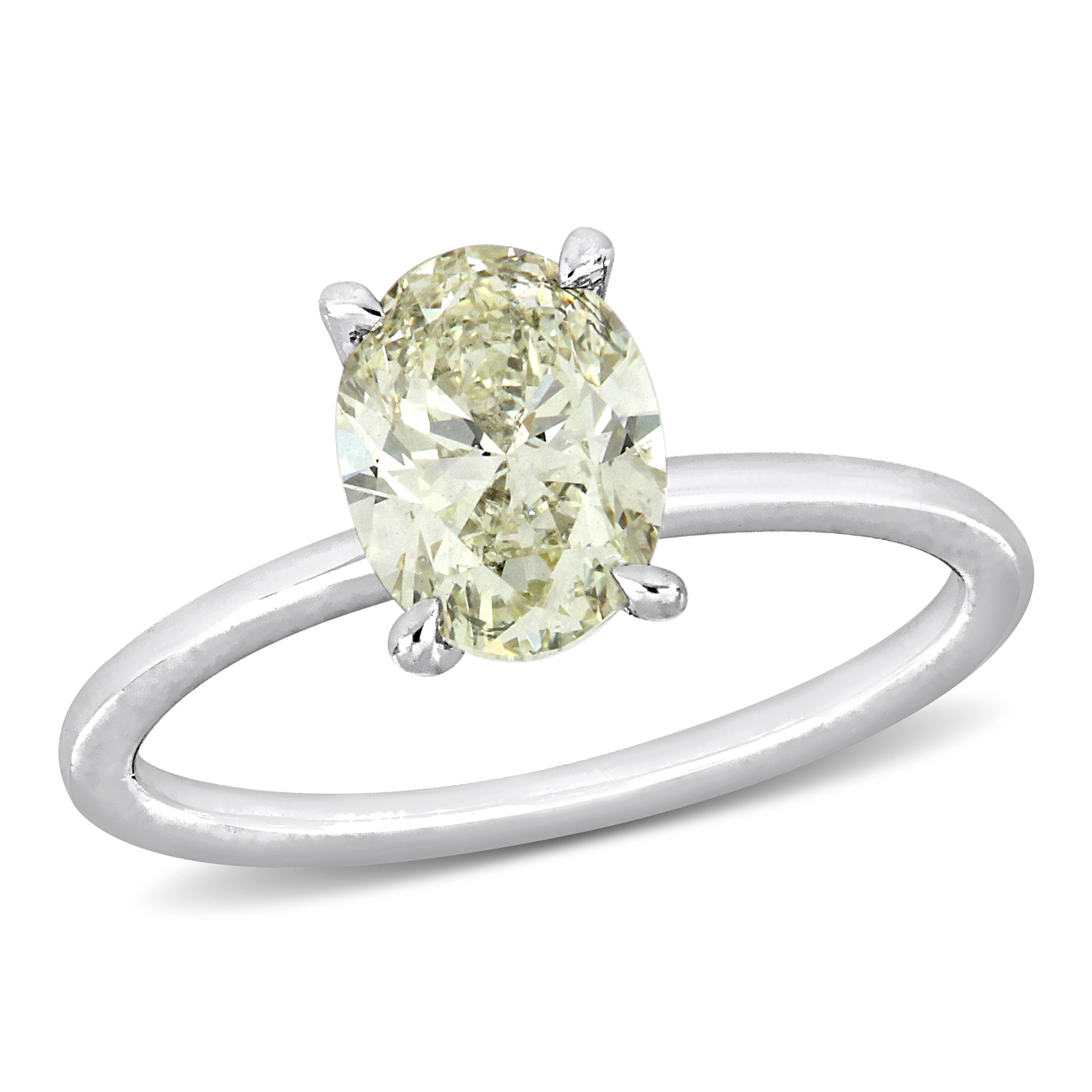Miadora 1 1/2ct TDW Oval-Shape Diamond Solitaire Ring in 14k White Gold