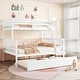 preview thumbnail 8 of 19, Twin Over Full Bunk Bed with Trundle, Bunk Bed with Ladder and Guardrails, Convertible to 2 Beds White