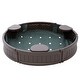 preview thumbnail 1 of 10, Brown HDPE Round Sandbox with 3 Corner Seating and Bottom Liner Perfect Gift for Kids - 47.2” x 47.2” x 9.1”