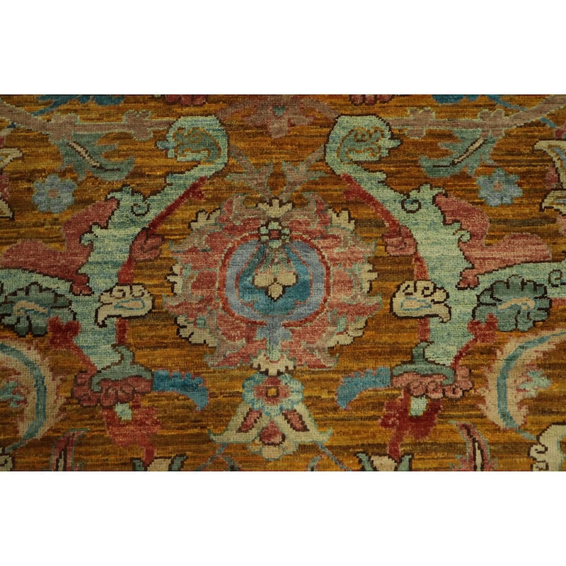 Hand Knotted Oriental 100% Wool Carpet Traditional All-Over Oranges & Rust Ziegler Area Rug - 12' 1'' X 9' 3''