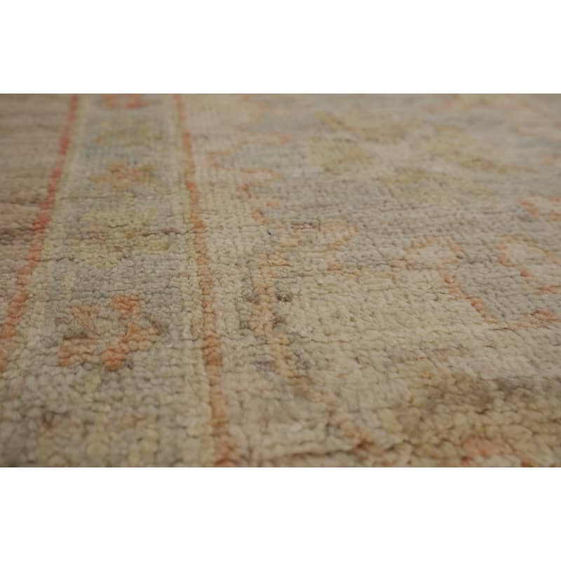 Beige Oushak Turkish Area Rug Hand-Knotted Transitional Wool Carpet - 8'3"x 9'8"