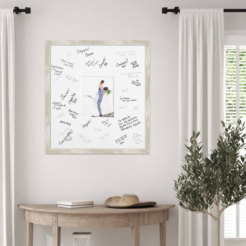 Metallic Signature Mat Picture Frame - Autograph Photo Frame Guest Book Alternative for Weddings, Graduations, or Retirement
