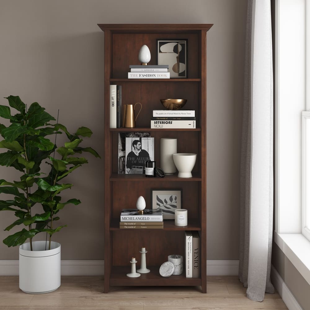 WYNDENHALL Halifax 30" Wide Solid Wood Transitional 5 Shelf Bookcase - 30"w x 14"d x 70" h