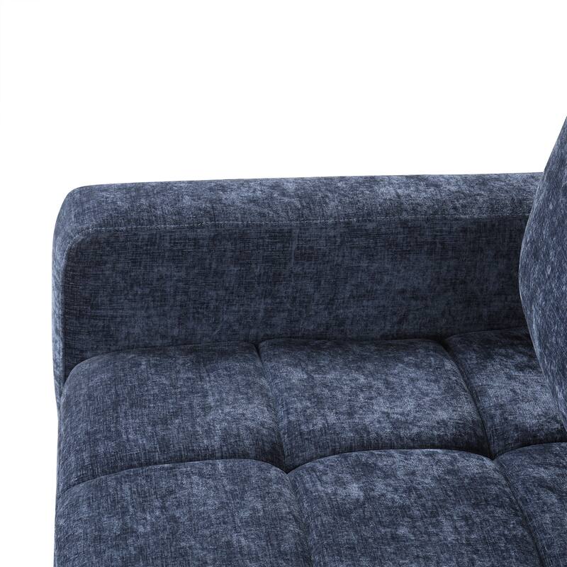 89" Polyester L-Shape Sectional 3-Seat Convertible Sofa with Storage Chaise