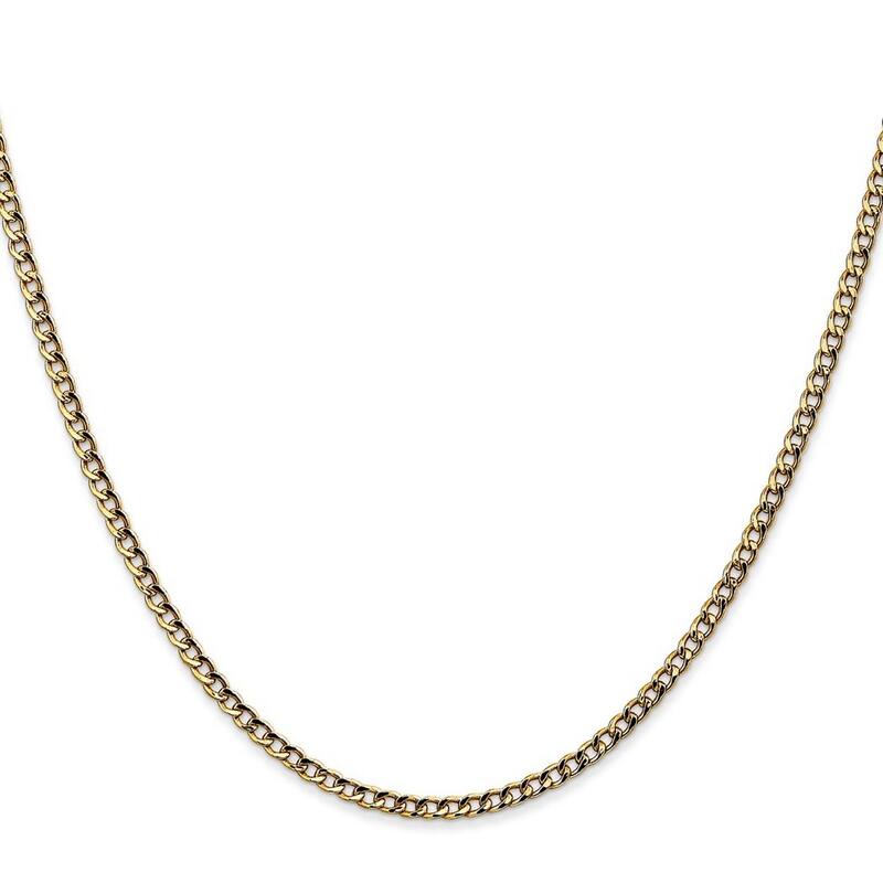 Curata 10k Yellow Gold 2.5mm Semi-solid Curb Link Chain Necklace (Lobster) Options: 16 18 20 22 24 26 28