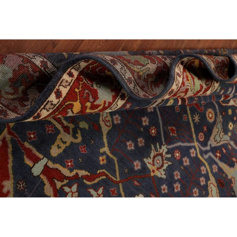 Navy Blue Oushak Indian Area Rug Handmade Wool Carpet - 8'0"x 9'8"