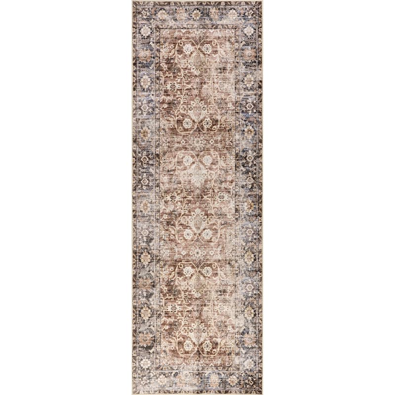 Nuloom Freesia Faded Floral SplashGuard Machine Washable Area Rug