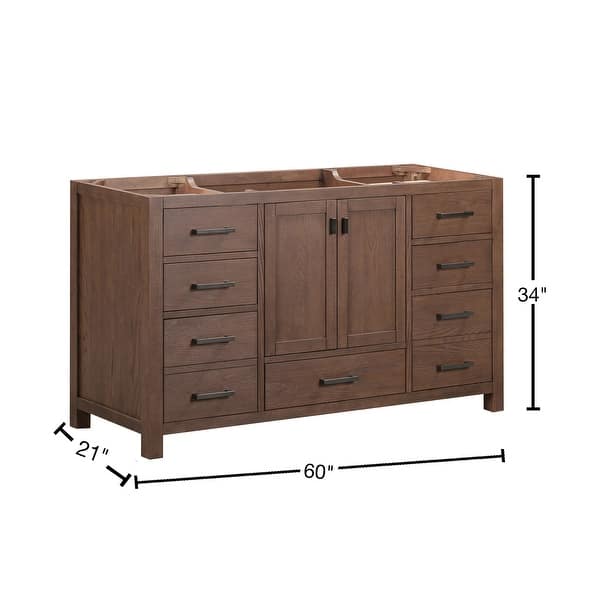 dimension image slide 1 of 2, Avanity Modero 60 in. Single Bathroom Vanity Cabinet - 60"W x 21"D x 34"H