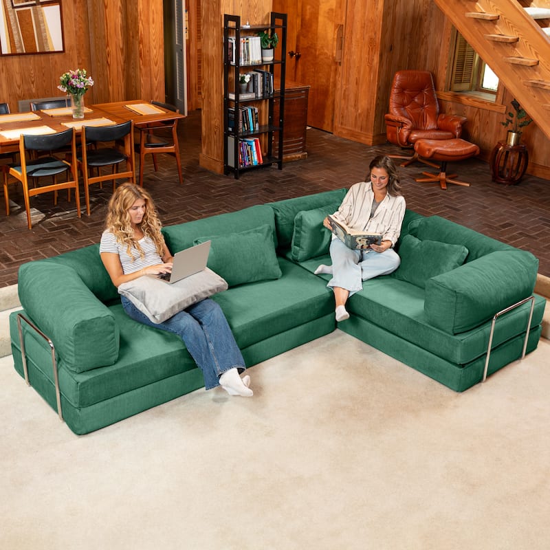 Jaxx Unsofa Modular Convertible Sectional Sofa with Fold Out King Sleeper Bed