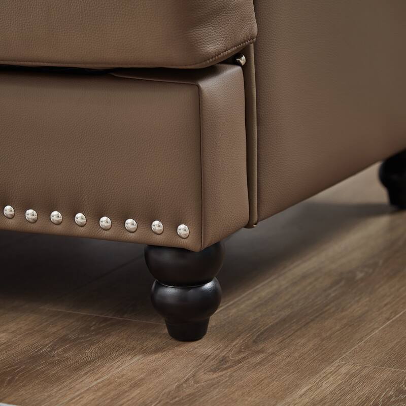 59.5" Modern Classic Design with Nails Loveseat Leather Couch,Upholstered Imitation Cowhide Leather