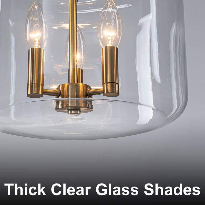 Starsky 3-Light Lantern Drum Chandelier with Thick Clear Glass Shade