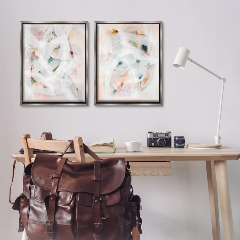 Stupell Subtle & Soft Abstraction Framed Floater Canvas Wall Art Design By Gemma Bardot (Set of 2)