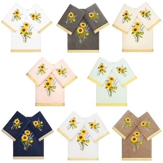 Authentic Hotel and Spa Turkish Cotton Girasol 3PC Embellished Bath and Hand Towel Set