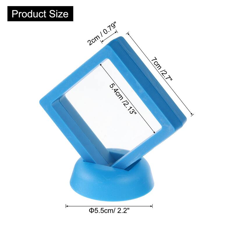4 Pcs 3D Floating Display Case, Display Holder, Jewelry Storage Box - Blue - 2.76 x 2.76 Inch