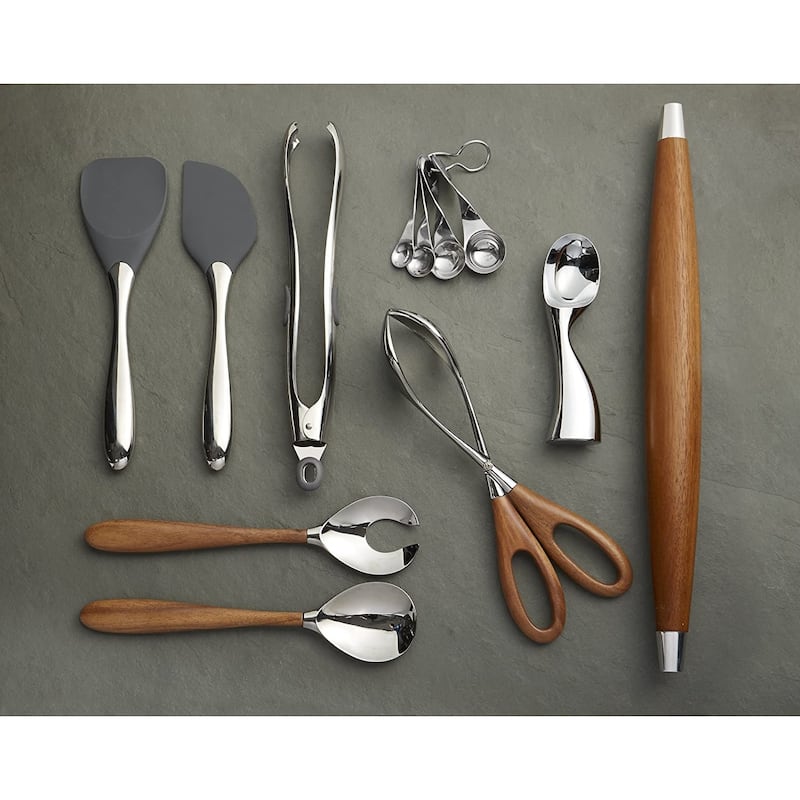 Nambe Curvo All-Purpose Tongs - 1.9" x 14"