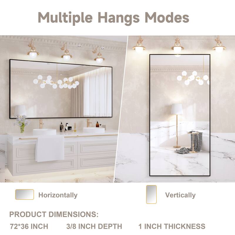 QuivaraView Wall Mounted Aluminum Frame Bathroom Vanity Mirror