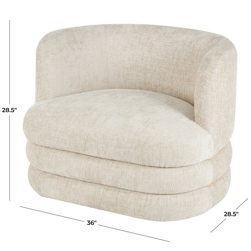 Beige Polyester Arched Swivel Living Room Accent Chair