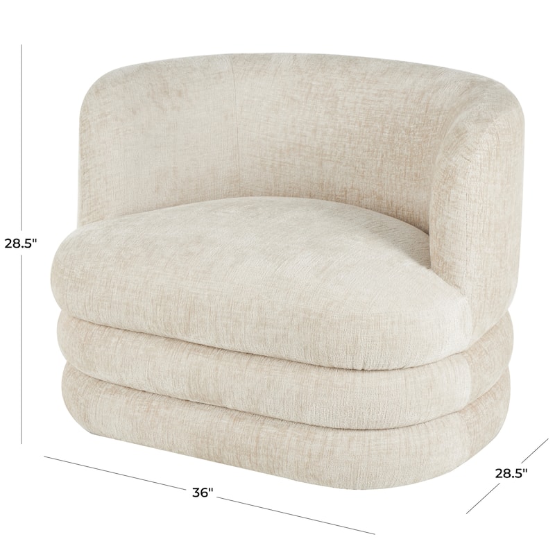 Polyester Arched Swivel Accent Chair - Beige - Roche River Decor