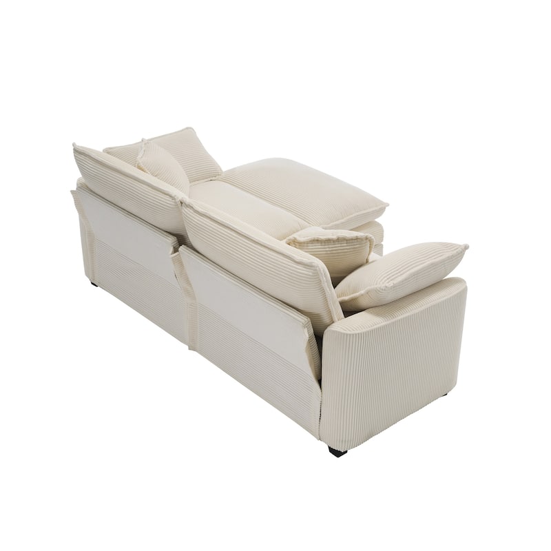 Corduroy Cloud Upholstered Modular L-Shaped Sectional Sofa with Removable Ottoman and 4 Pillows