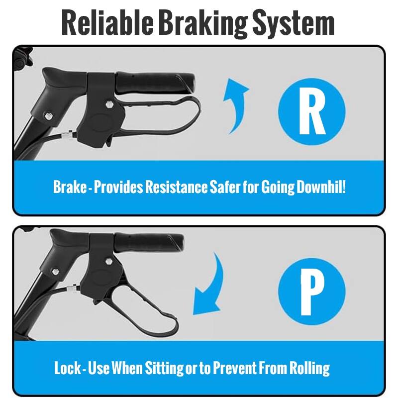 Matinal Foldable Rollator Walkers with Seat for Seniors, 350 lb Capacity, 8'' Big Wheels, 6-Position Height