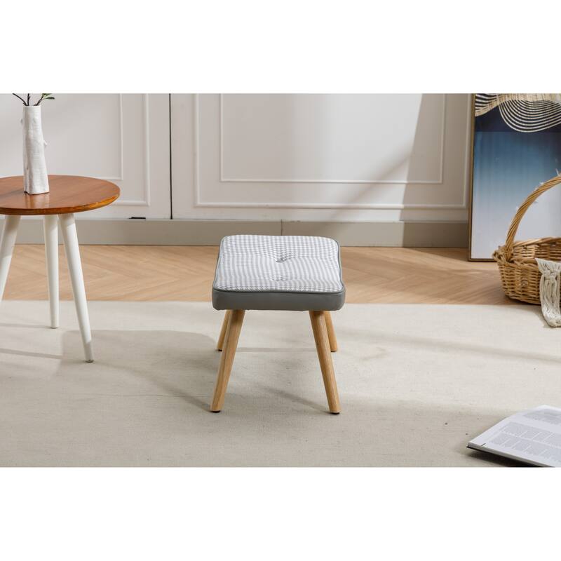 Wooden Step ottoman,Wooden Step Stool for Adults,Square Cushion Foot Stool,Small Stool with Non-Slip Pad,Wood Stool Suitable